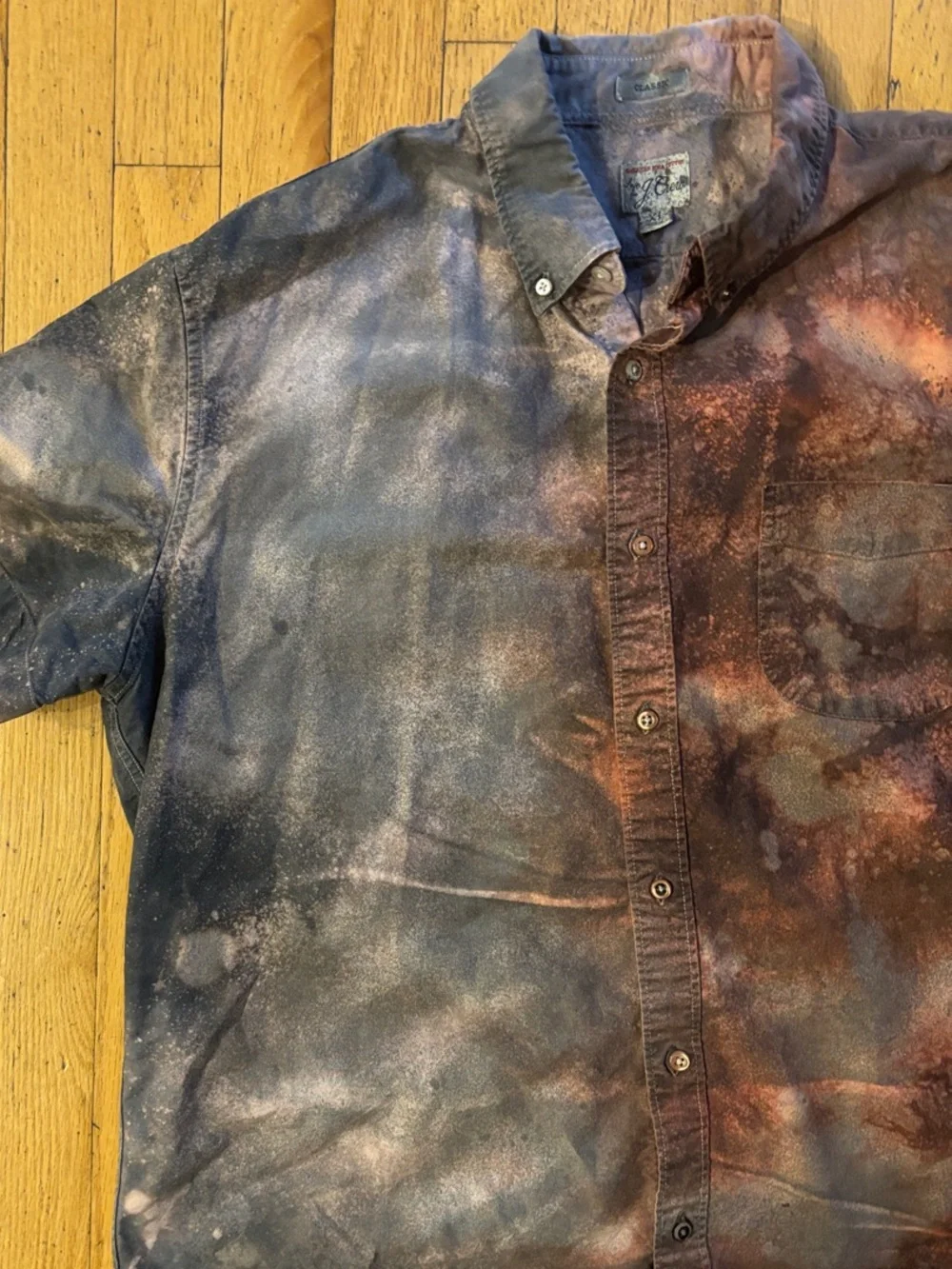 J. Crew Custom Reverse Tie-Dye Short-Sleeve Button-Down Shirt - X Large